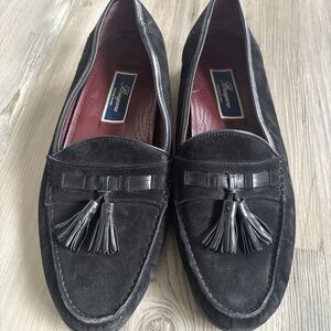Bragano Men’s Italian Leather Black Loafers Dress Shoes Tassels Size 11.5